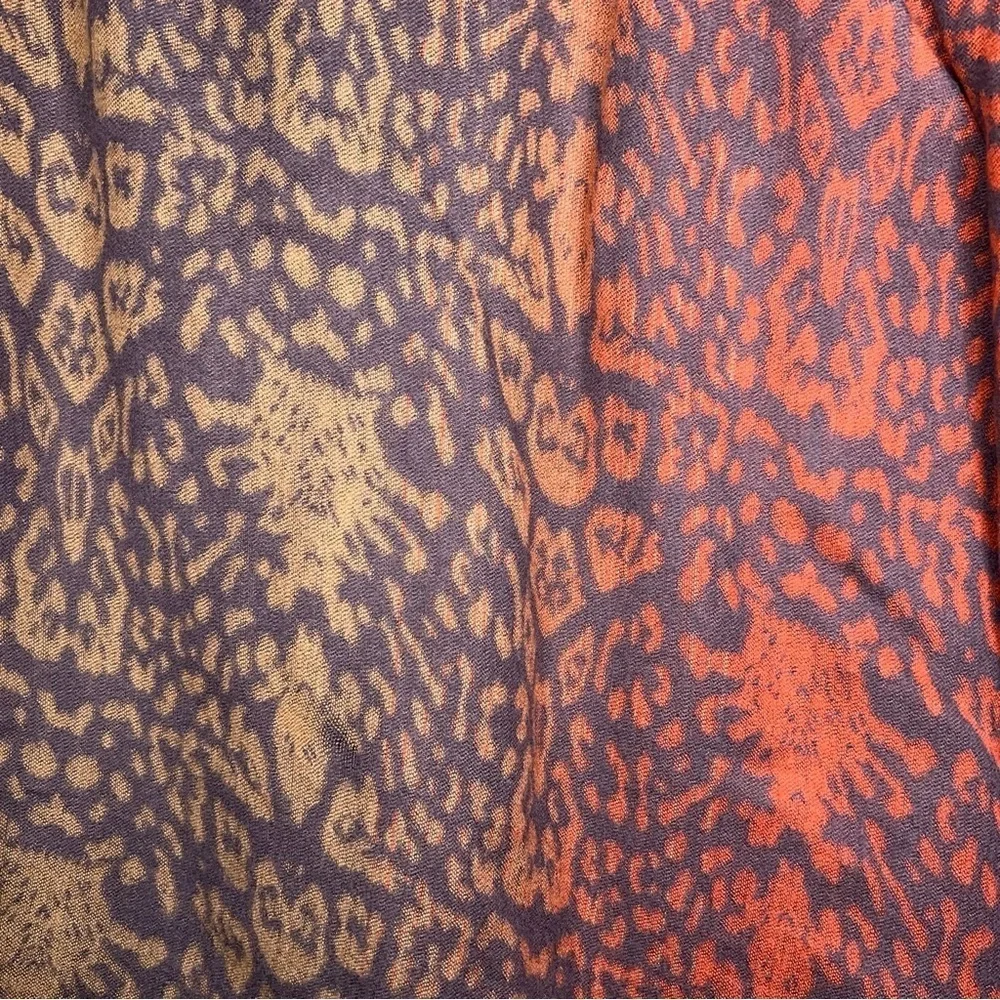 Charlie Paige Scarf Multicolored Leopard Print Red Orange Golden Beige Boho